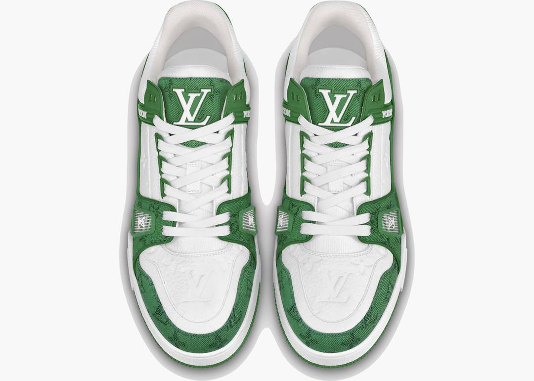 Louis Vuitton Trainer Green Monogram Denim White